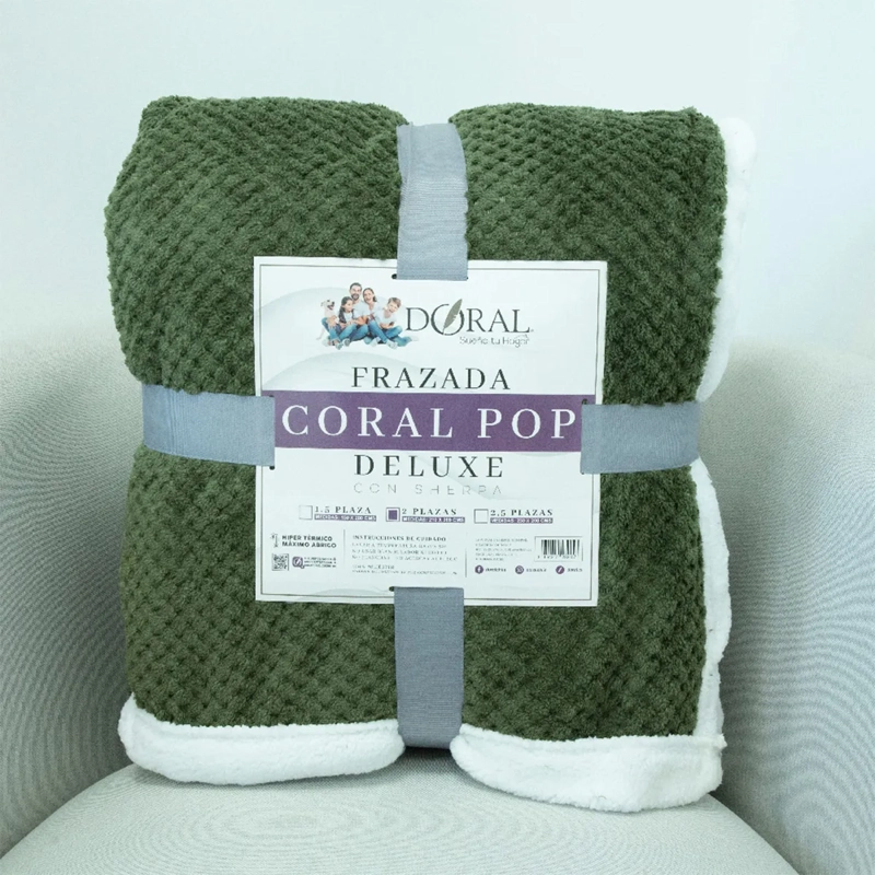 FRAZADA DORAL POP SHERPA 2 PLAZAS VERDE - 4