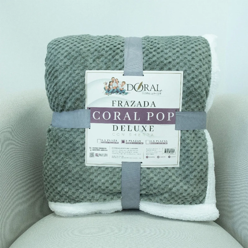 FRAZADA DORAL POP SHERPA 2 PLAZAS VERDE PETRÓLEO - 4