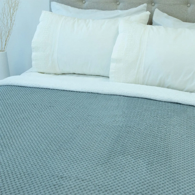 FRAZADA DORAL POP SHERPA 2 PLAZAS VERDE GRIS AZULADO - 2