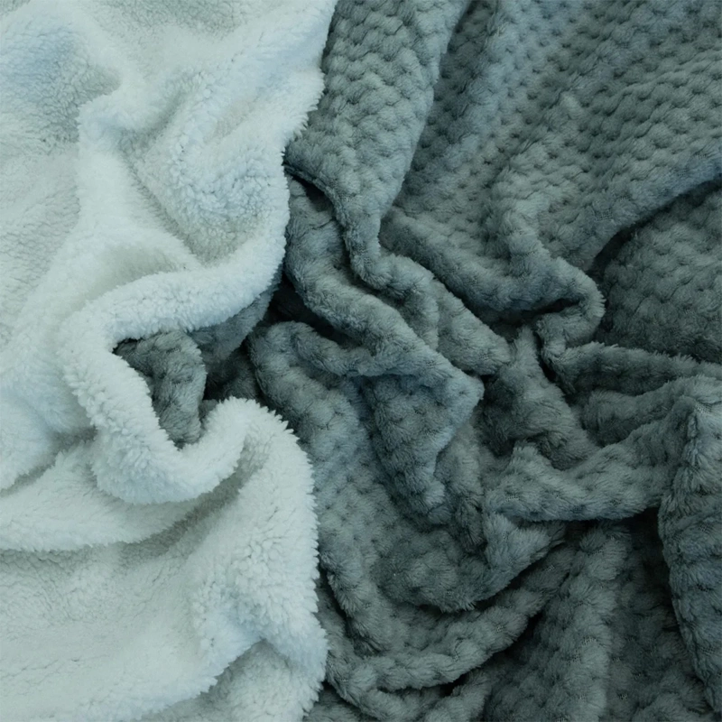 FRAZADA DORAL POP SHERPA 2 PLAZAS VERDE GRIS AZULADO - 3