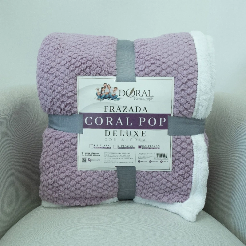 FRAZADA DORAL POP SHERPA KING LILA - 4