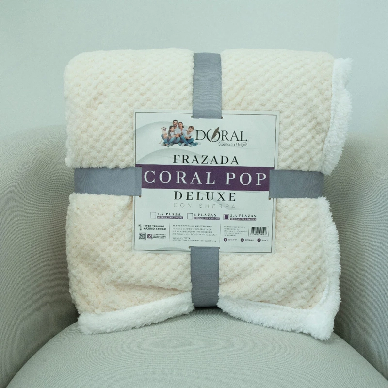 FRAZADA DORAL POP SHERPA KING BEIGE - 4