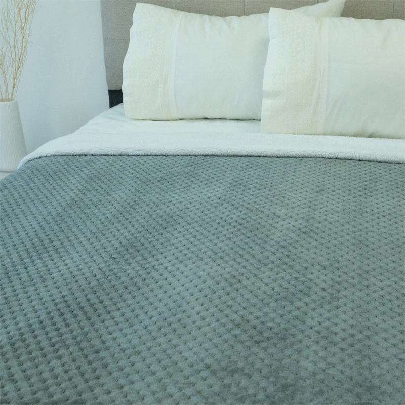 FRAZADA DORAL POP SHERPA KING GRIS AZULADO - 2