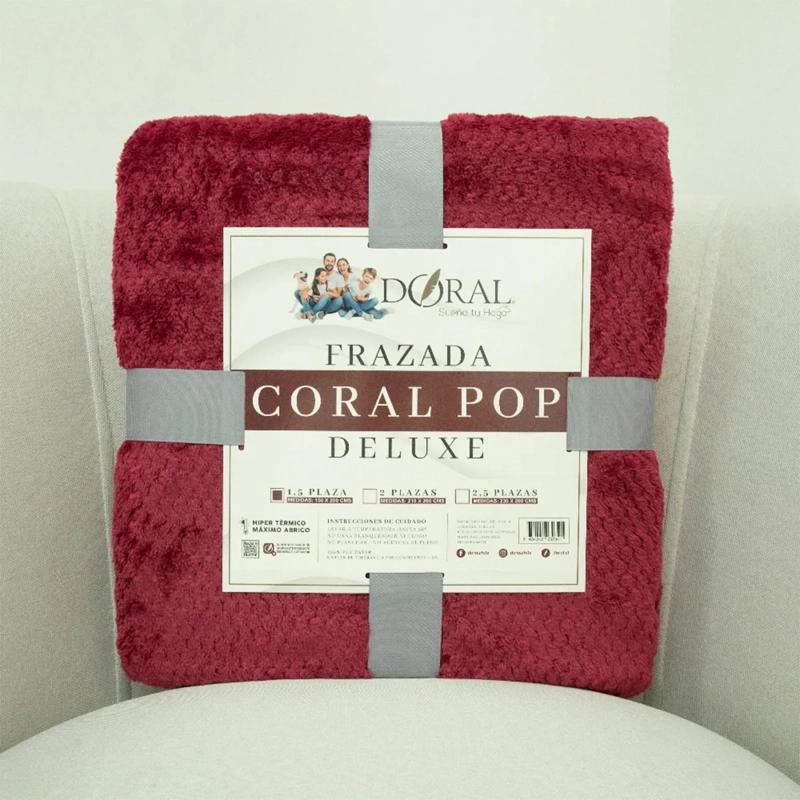 FRAZADA DORAL POP 1.5 PLAZAS ROJO - 4