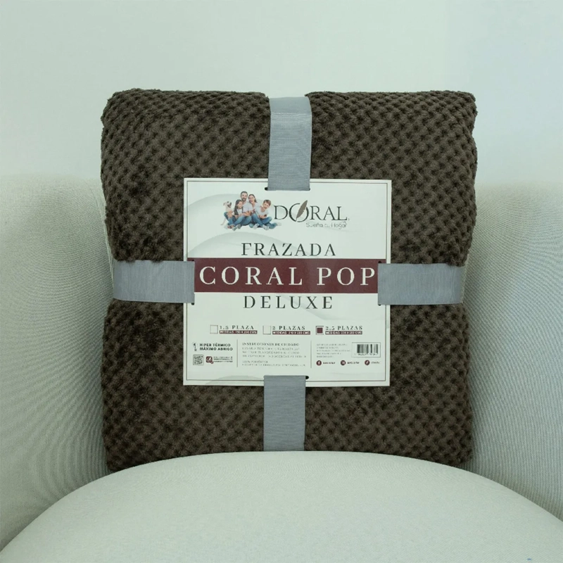 FRAZADA DORAL POP KING CAFÉ OSCURO - 4