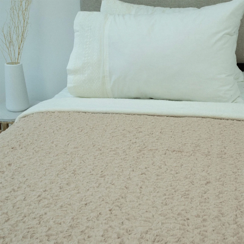 FRAZADA DORAL PLUSH SHERPA 1.5 PLAZAS BEIGE - 2