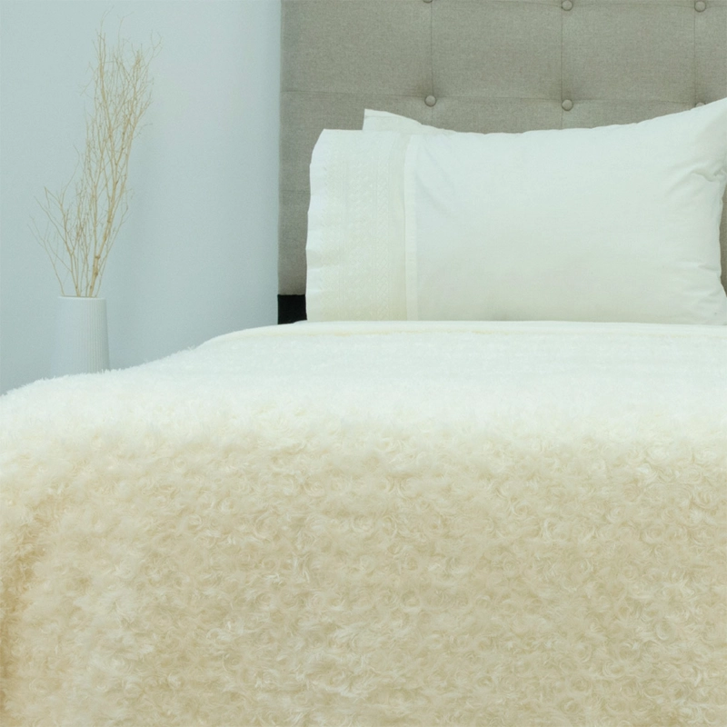 FRAZADA DORAL PLUSH SHERPA 1.5 PLAZAS CREMA - 1