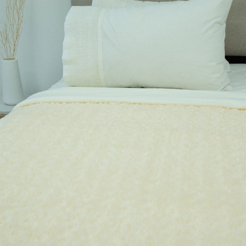 FRAZADA DORAL PLUSH SHERPA 1.5 PLAZAS CREMA - 2