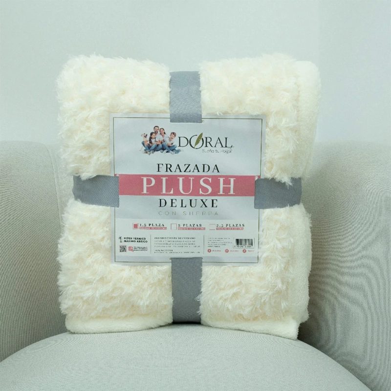 FRAZADA DORAL PLUSH SHERPA 1.5 PLAZAS CREMA - 4