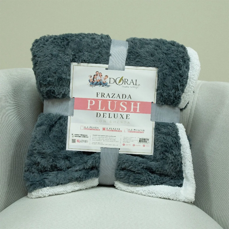 FRAZADA DORAL PLUSH SHERPA 1.5 PLAZAS BEIGE - 4
