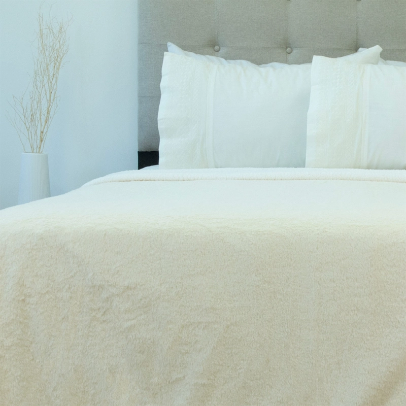 FRAZADA DORAL PLUSH SHERPA 2 PLAZAS BEIGE - 1