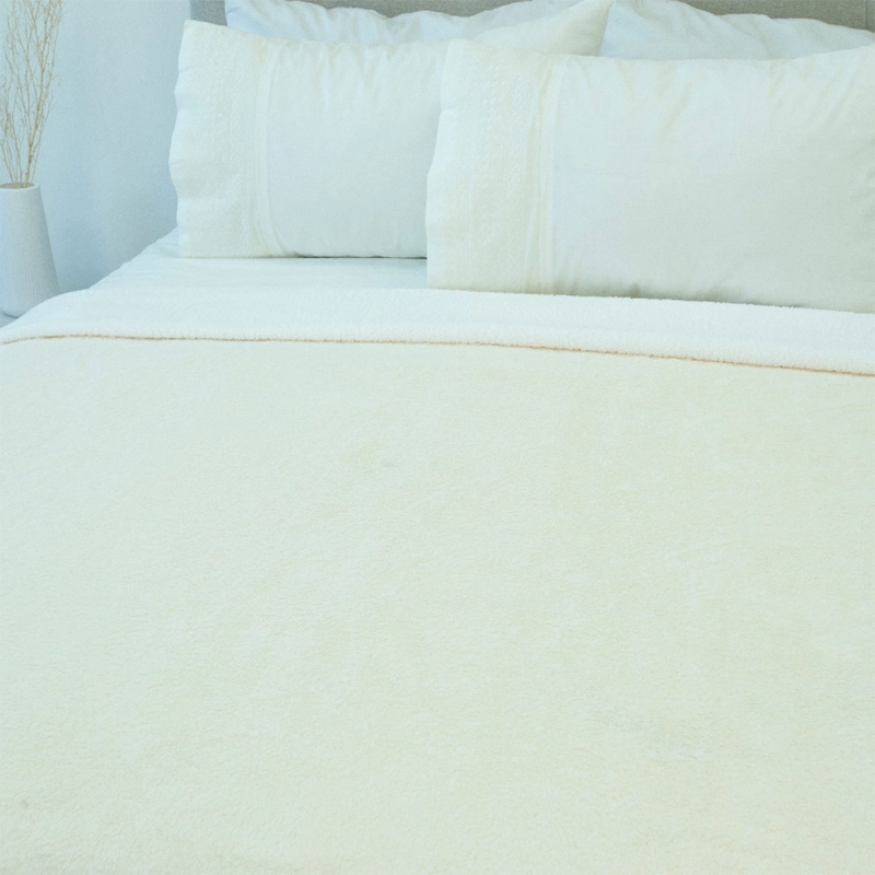 FRAZADA DORAL PLUSH SHERPA 2 PLAZAS BEIGE - 2