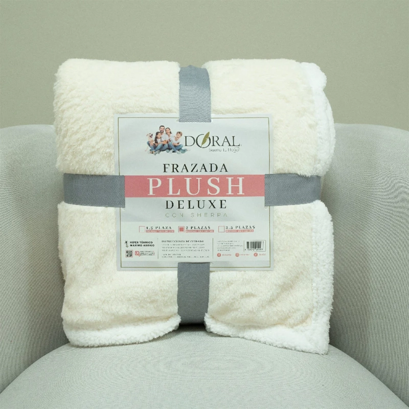 FRAZADA DORAL PLUSH SHERPA 2 PLAZAS BEIGE - 4