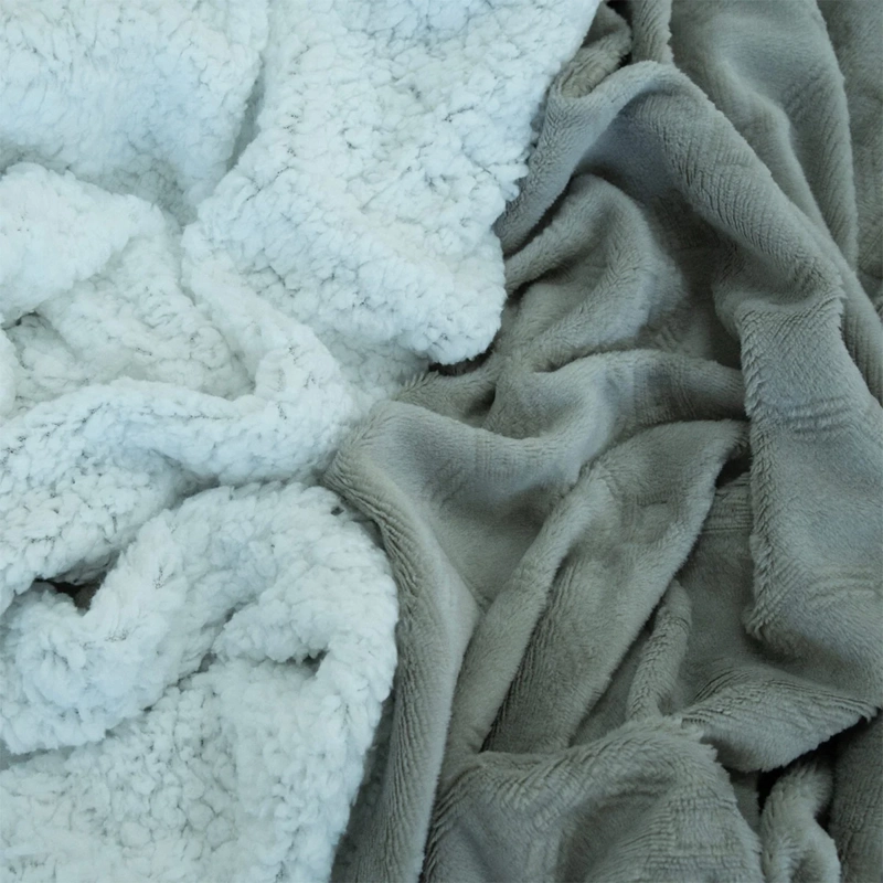 FRAZADA DORAL FLANEL OUTBOS SHERPA 2 PLAZAS GRIS - 3