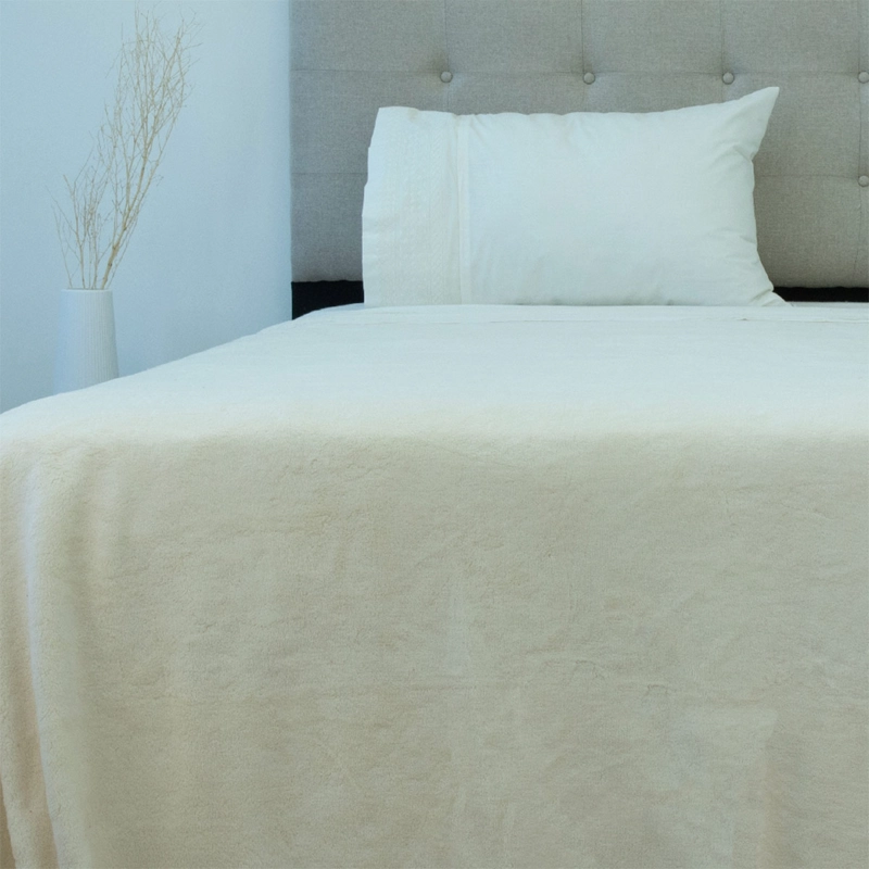 FRAZADA DORAL FLANNEL LISA 1.5 PLAZAS CREMA - 1