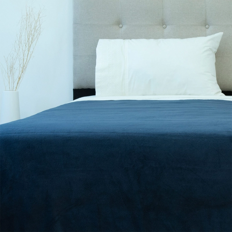 FRAZADA DORAL FLANNEL LISA 1.5 PLAZAS AZUL - 1