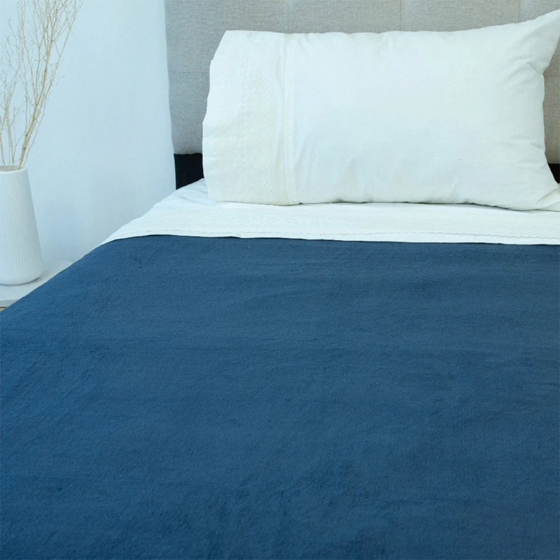 FRAZADA DORAL FLANNEL LISA 1.5 PLAZAS AZUL - 2