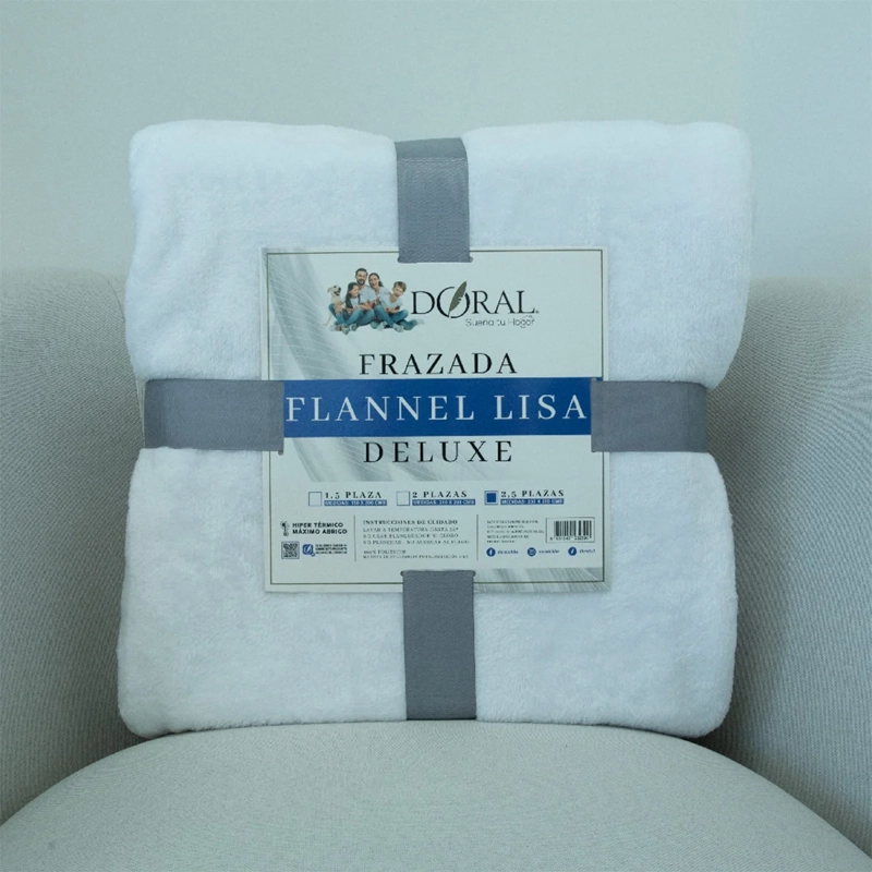 FRAZADA DORAL FLANNEL LISA KING BLANCO - 4