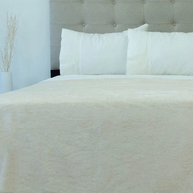 FRAZADA DORAL FLANNEL LISA KING CREMA - 1