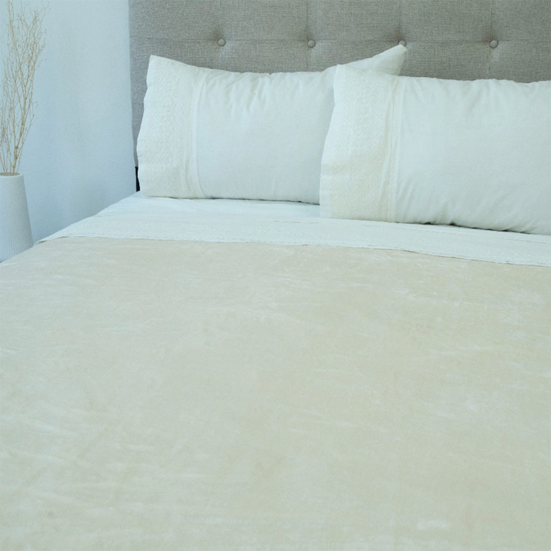 FRAZADA DORAL FLANNEL LISA KING CREMA - 2