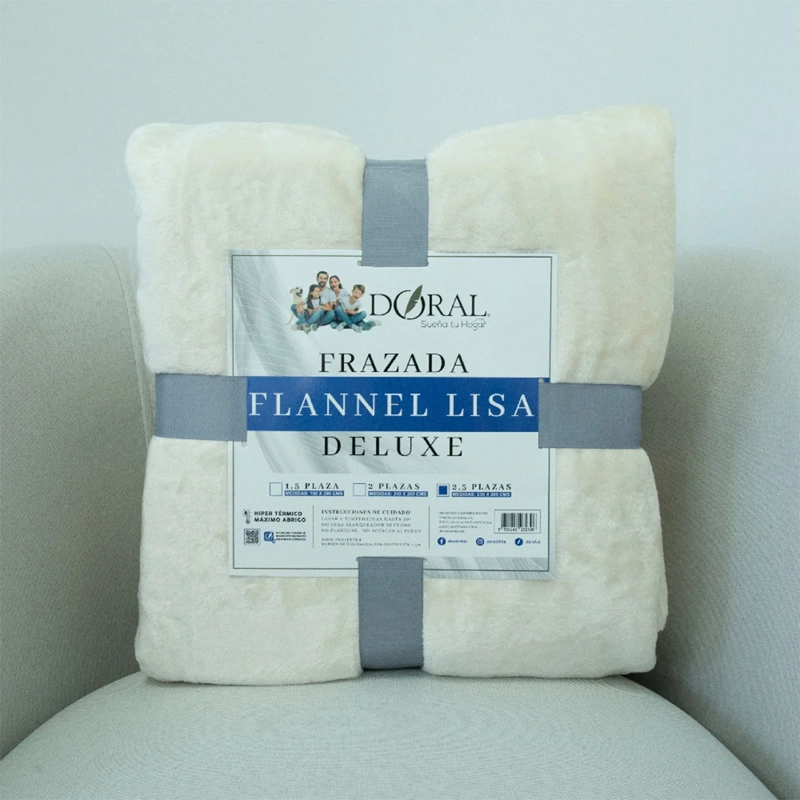 FRAZADA DORAL FLANNEL LISA KING CREMA - 4
