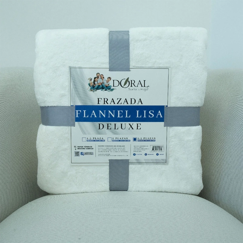 FRAZADA DORAL FLANNEL LISA KING BLANCO - 4