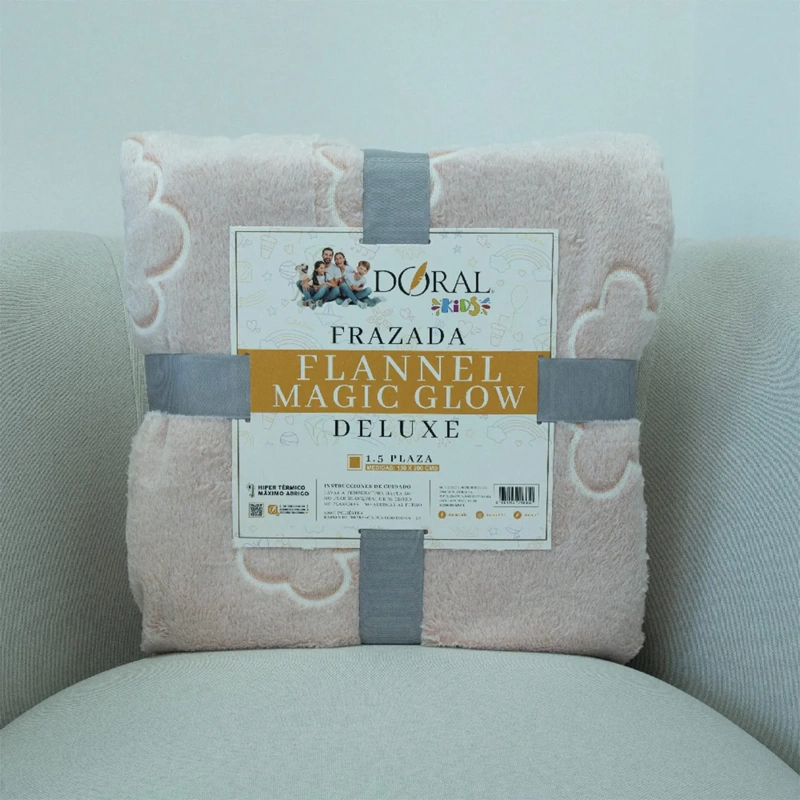 FRAZADA DORAL FLANNEL MAGIC GLOW 1.5 PLAZAS PALO ROSA - 4