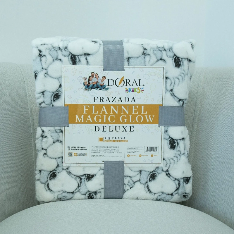 FRAZADA DORAL FLANNEL MAGIC GLOW 1.5 PLAZAS AZUL CLARO - 4