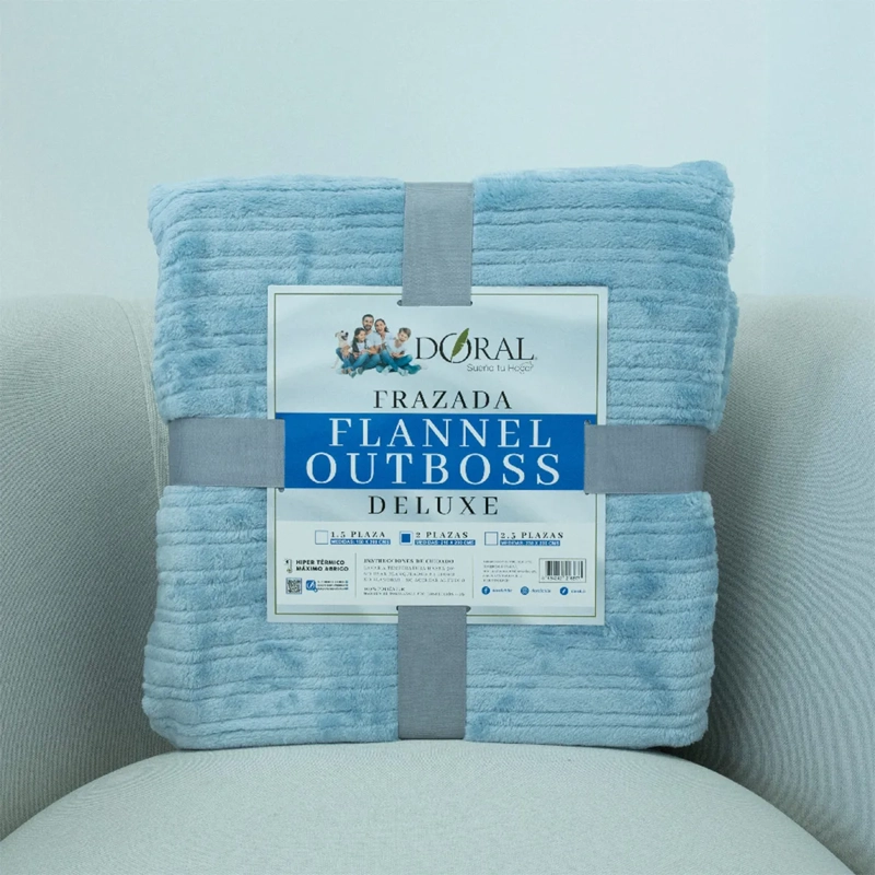 FRAZADA DORAL FLANNEL OUTBOSS 2 PLAZAS CELESTE - 4