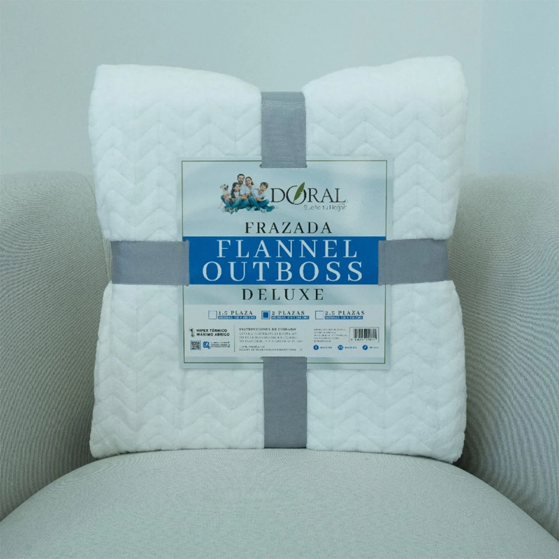 FRAZADA DORAL FLANNEL OUTBOSS 2 PLAZAS BLANCO - 4