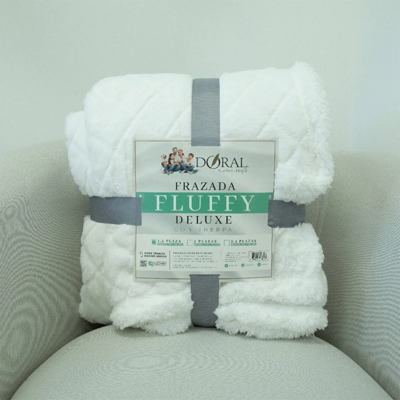 FRAZADA DORAL FLUFFLY SHERPA 1.5 PLAZAS BLANCO - 4