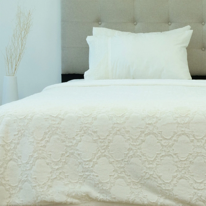 FRAZADA DORAL FLUFFLY SHERPA 1.5 PLAZAS CREMA - 1