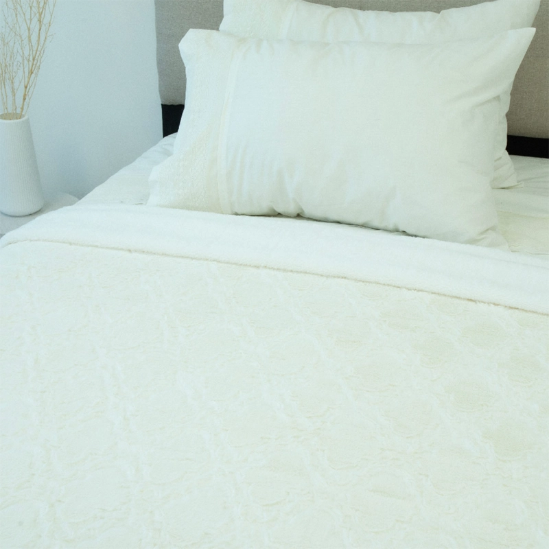 FRAZADA DORAL FLUFFLY SHERPA 1.5 PLAZAS CREMA - 2