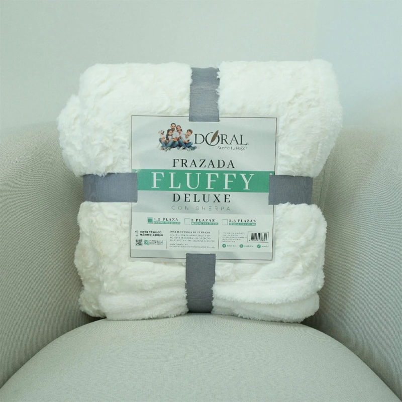 FRAZADA DORAL FLUFFLY SHERPA 1.5 PLAZAS CREMA - 4