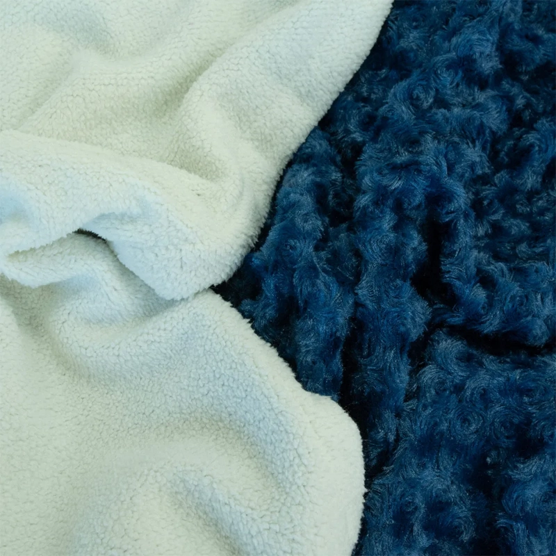 FRAZADA DORAL FLUFFLY SHERPA 1.5 PLAZAS AZUL - 3