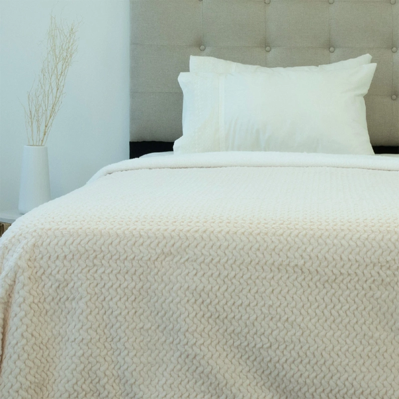 FRAZADA DORAL FLUFFLY SHERPA 1.5 PLAZAS CREMA - 1