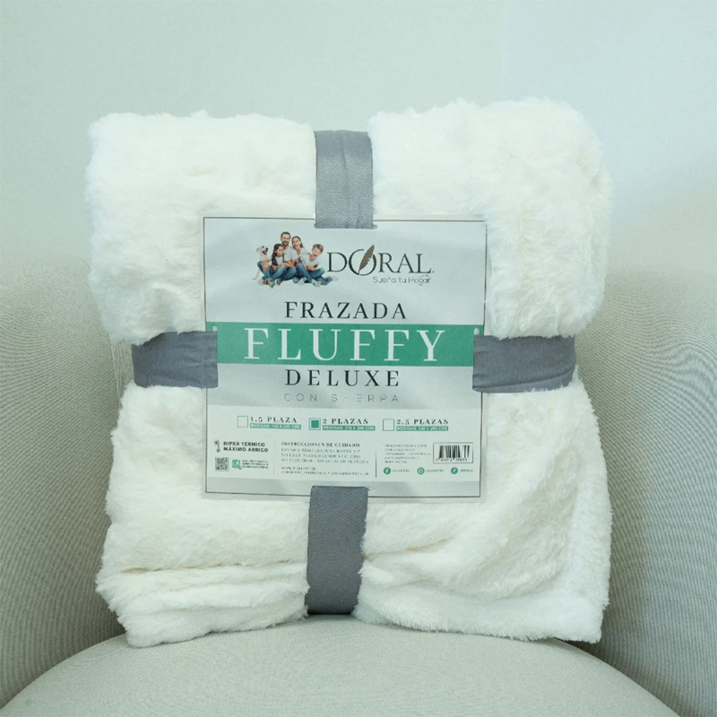 FRAZADA DORAL FLUFFLY SHERPA 2 PLAZAS CREMA - 4