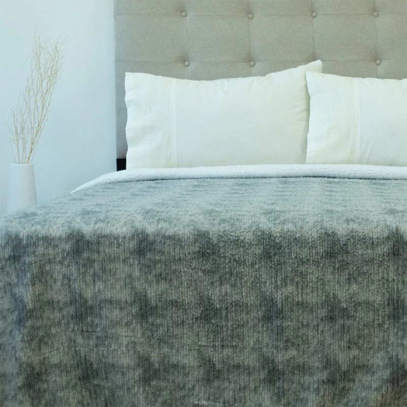 FRAZADA DORAL FLUFFLY SHERPA 2 PLAZAS GRIS AZULADO - 1