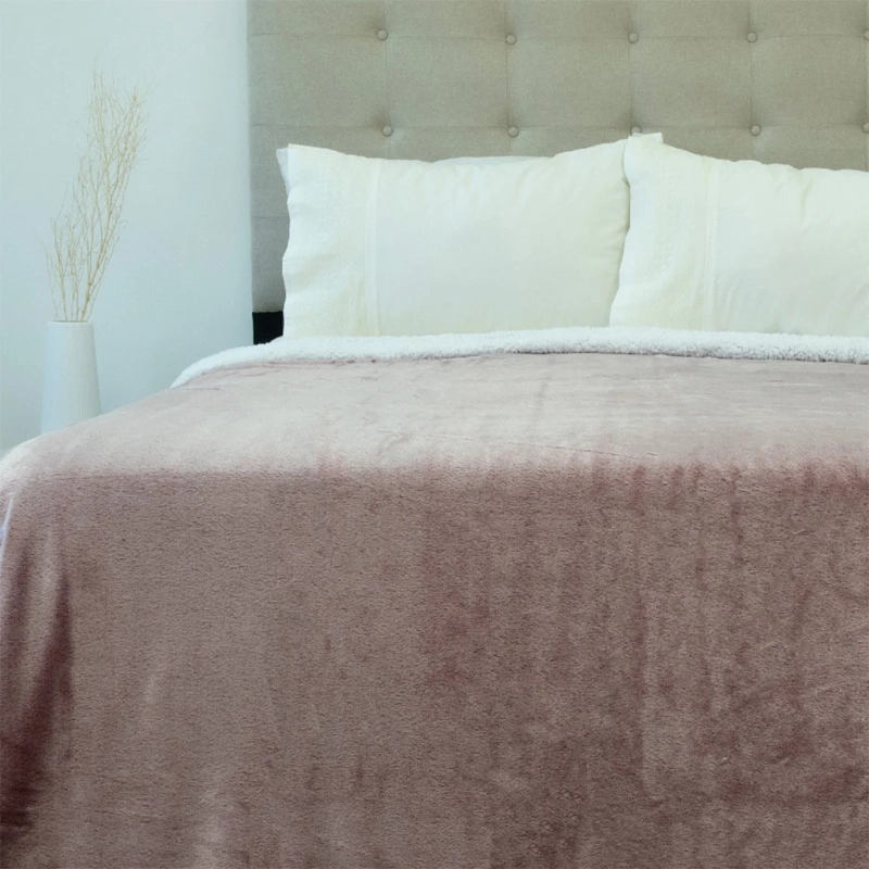 FRAZADA DORAL FLUFFLY SHERPA KING PALO ROSA - 1