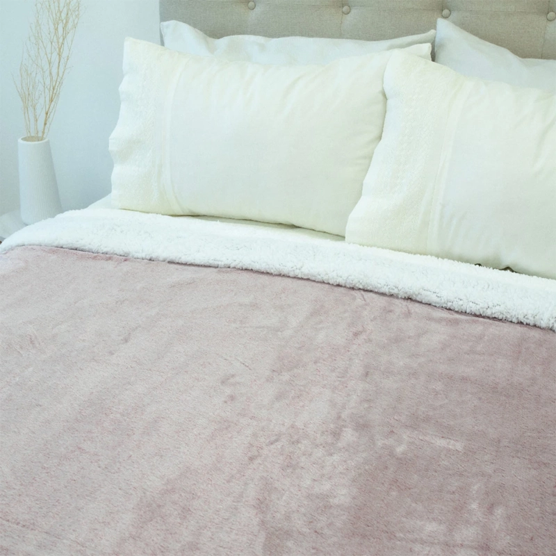FRAZADA DORAL FLUFFLY SHERPA KING PALO ROSA - 2