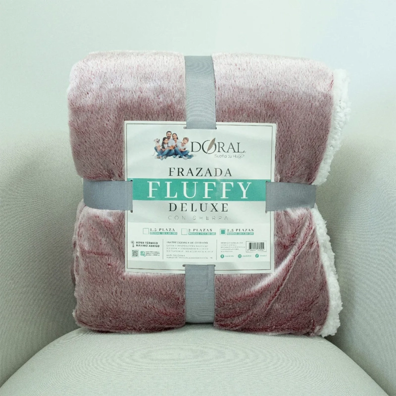 FRAZADA DORAL FLUFFLY SHERPA KING PALO ROSA - 4