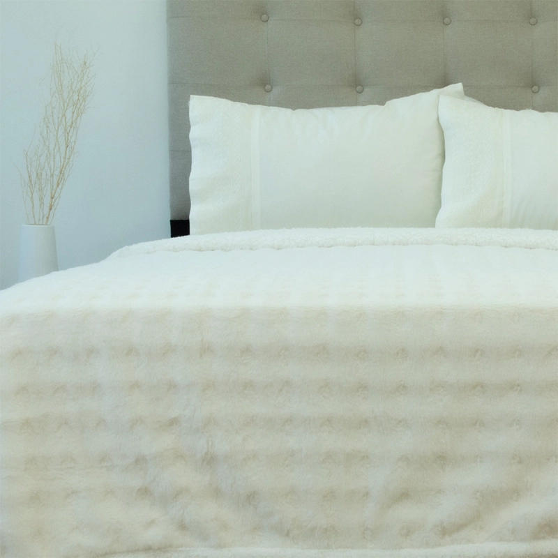 FRAZADA DORAL FLUFFLY SHERPA KING CREMA - 1