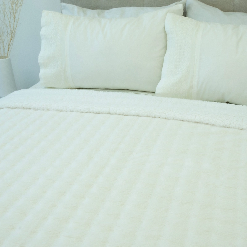 FRAZADA DORAL FLUFFLY SHERPA KING CREMA - 2