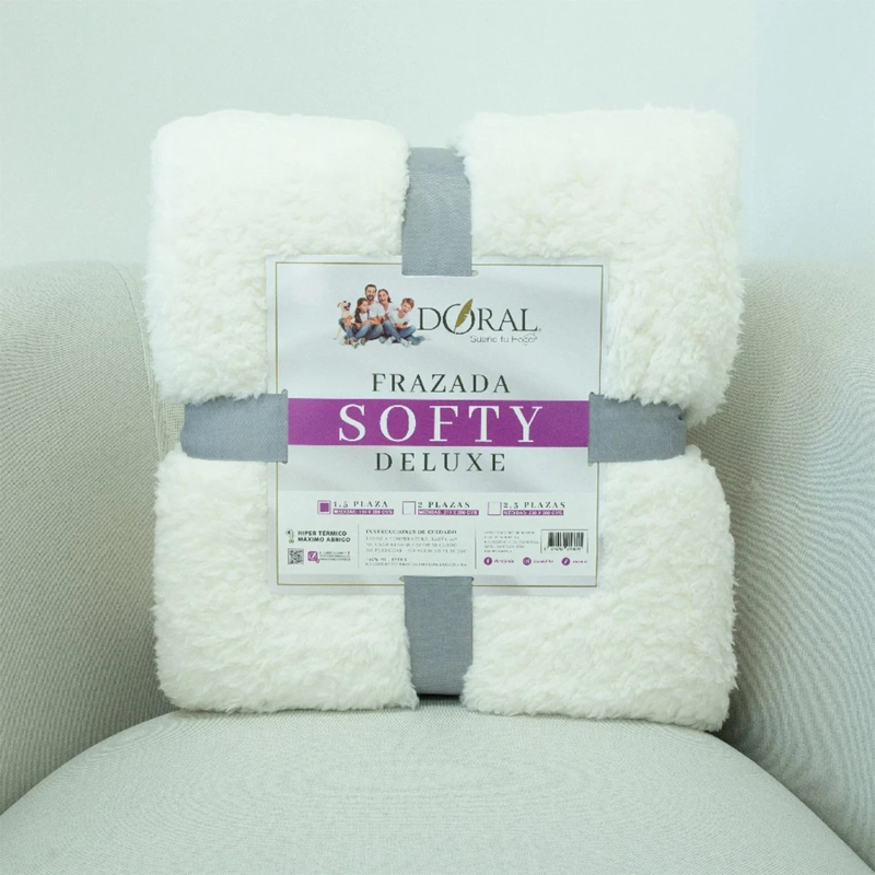 FRAZADA DORAL SOFTY LISA 1.5 PLAZAS BLANCO - 4