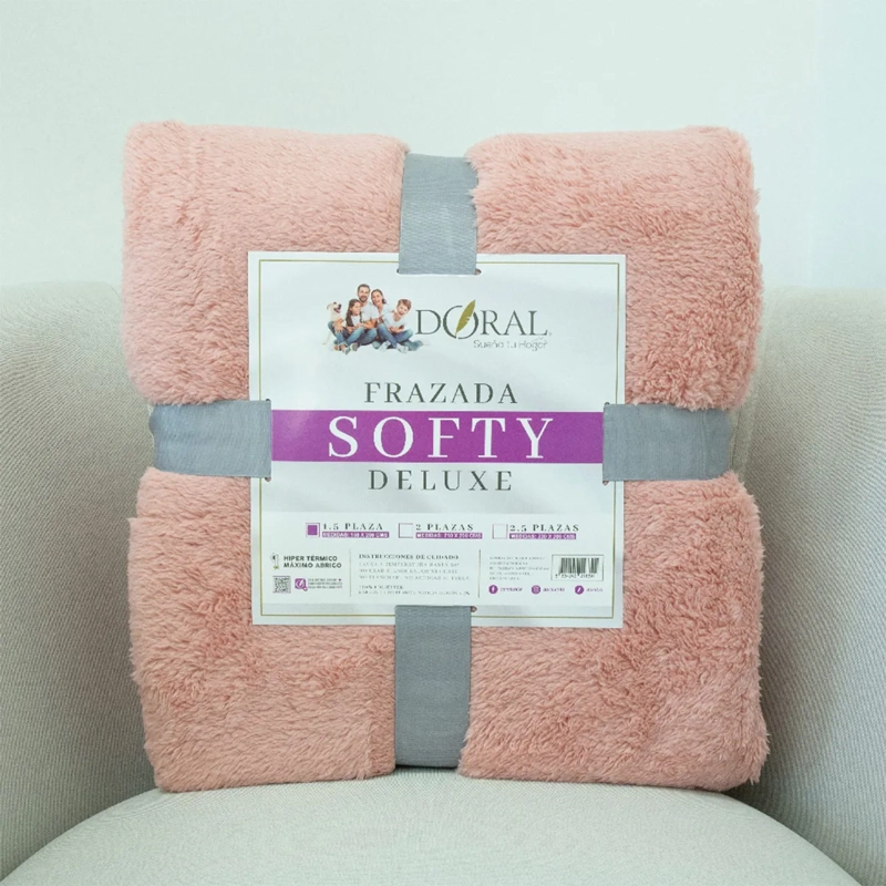 FRAZADA DORAL SOFTY LISA 1.5 PLAZAS PALO ROSA - 4