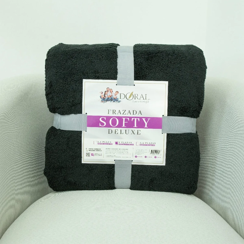 FRAZADA DORAL SOFTY LISA 2 PLAZAS NEGRO - 4