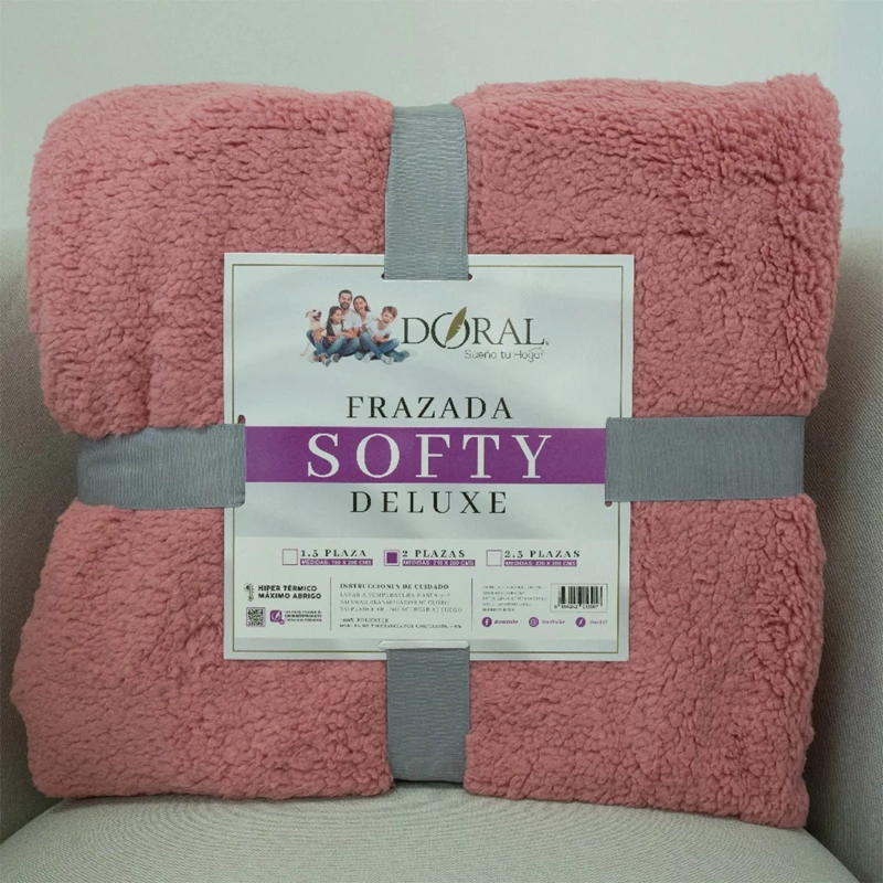 FRAZADA DORAL SOFTY LISA 2 PLAZAS PALO ROSA - 4
