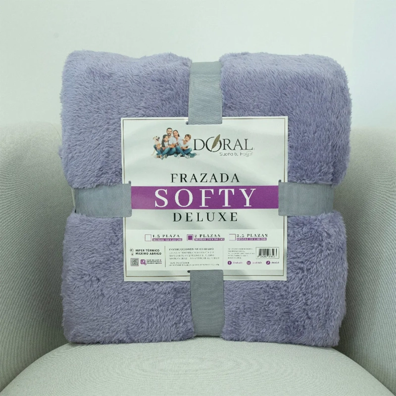FRAZADA DORAL SOFTY LISA 2 PLAZAS MORADO - 4