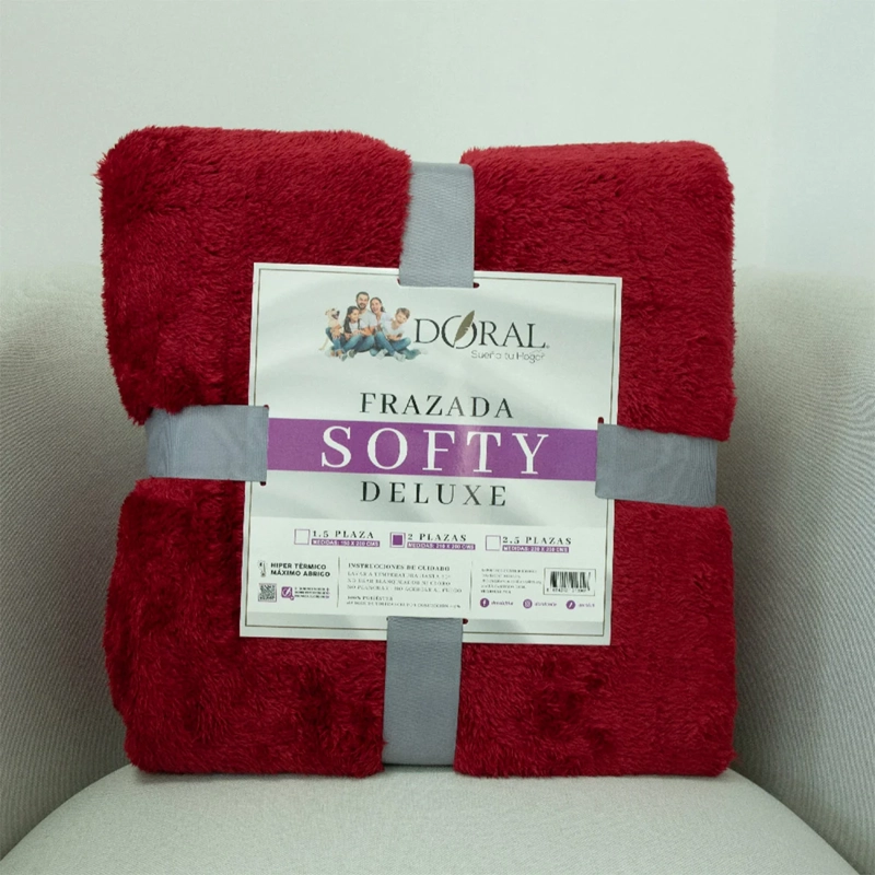 FRAZADA DORAL SOFTY LISA 2 PLAZAS ROJO - 4