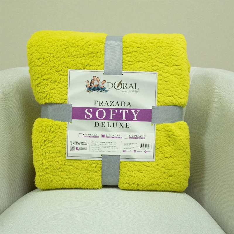 FRAZADA DORAL SOFTY LISA 2 PLAZAS AMARILLO - 4